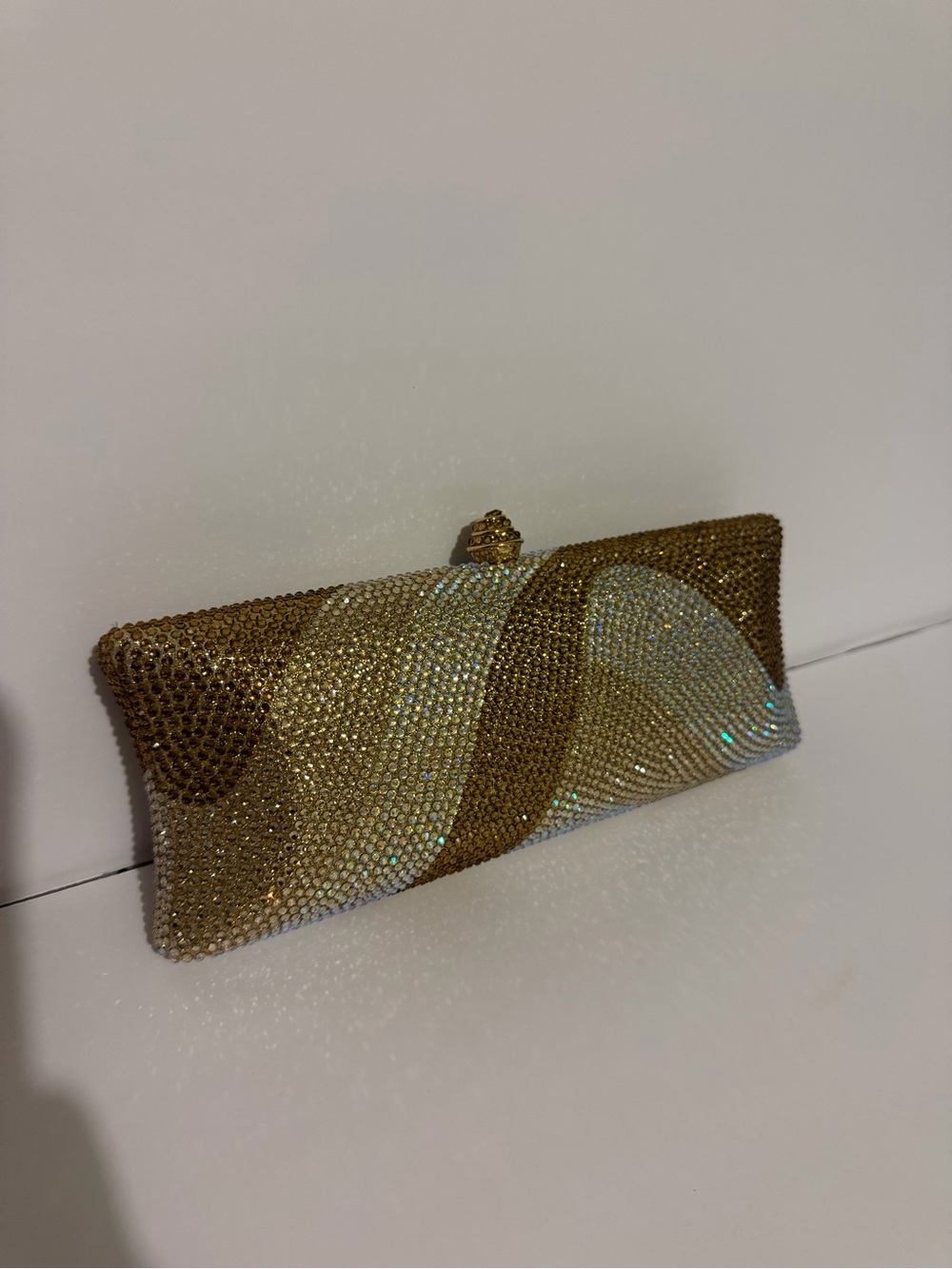 Gold Crystal Wave Evening Clutch by